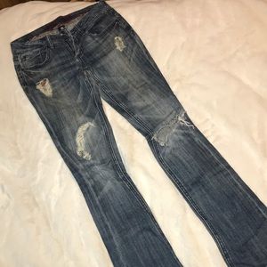 Slightly Distressed Bootcut Jeans
